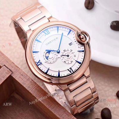 Copy Rose Gold Cartier Ballon Bleu De MoonPhase Automatic Watch Stainless Steel